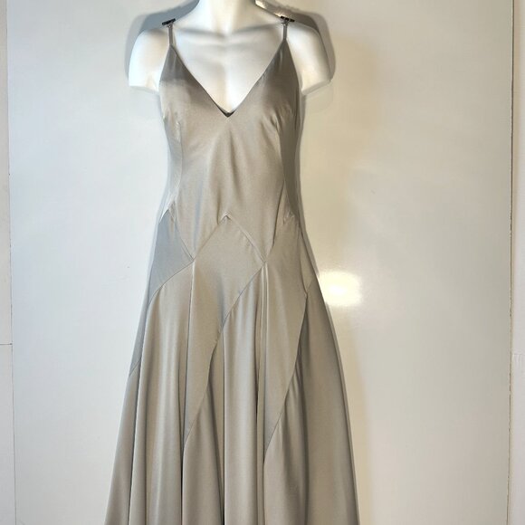 ASOS Silver Drop Waist Floor Length Dress - Picture 1 of 9